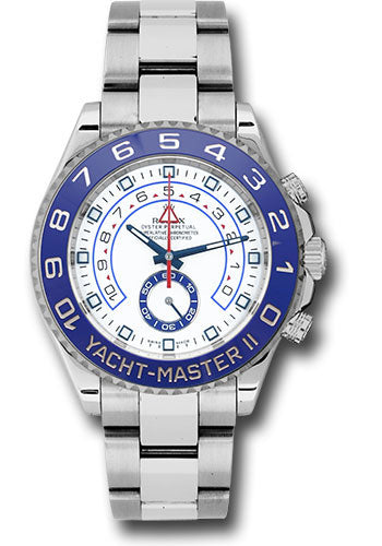 Rolex Steel Yacht-Master II 44 Watch - Matt White Dial with Blue