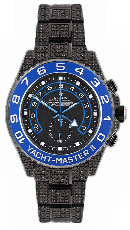 Rolex Yacht Master II 116680 PVD with Black Diamonds Ceramic Bezel Black Dial Automatic 44mm Mens Watch