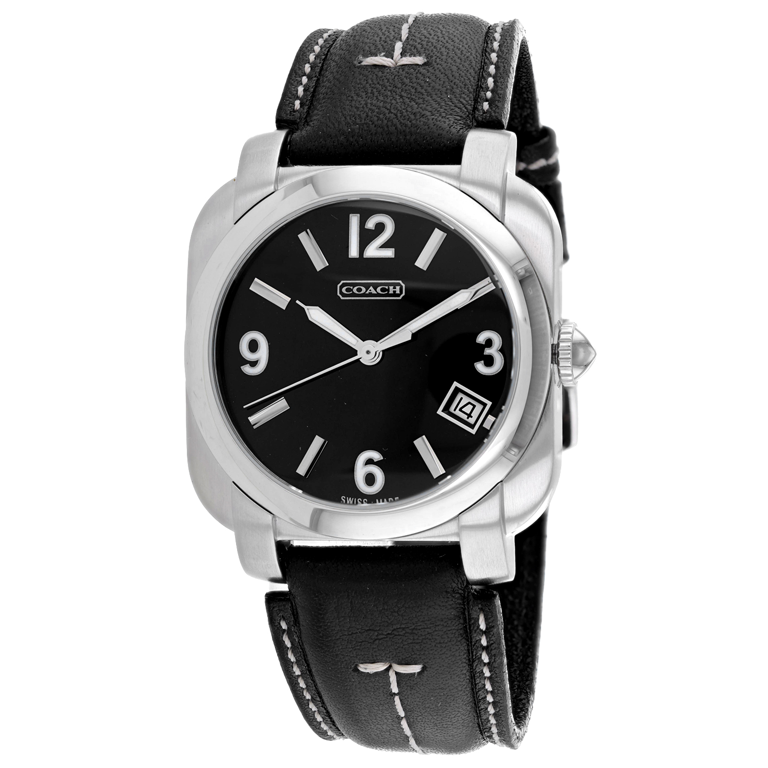 Coach Black and Silver Watch with Leather Strap Coach Watch with Black Leather Strap | Mercari main image 3