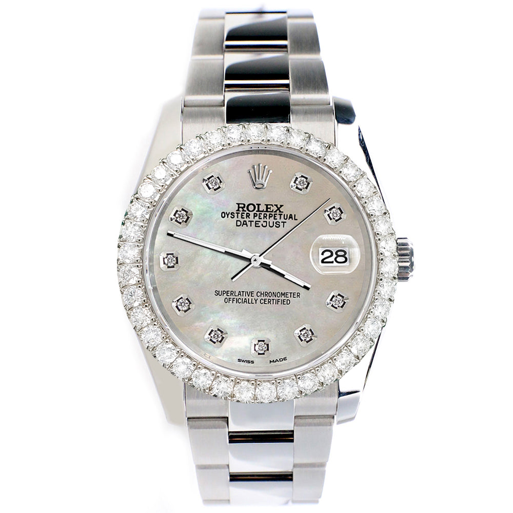 Rolex Datejust 116200 36mm 2.7ct Diamond Bezel/Champagne MOP Diamond Dial Steel Oyster Watch