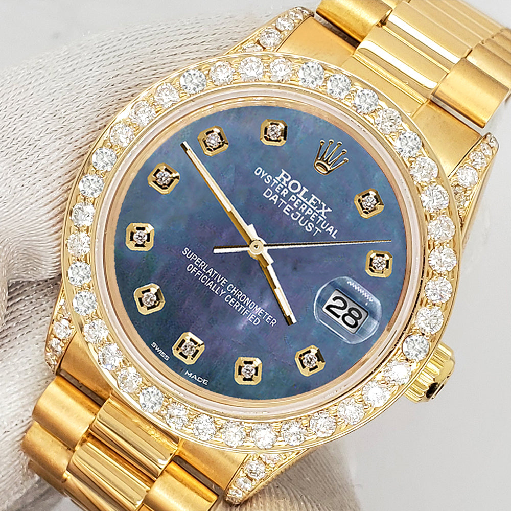 Rolex President Datejust 31mm Diamond Bezel/Lugs/Black Pearl