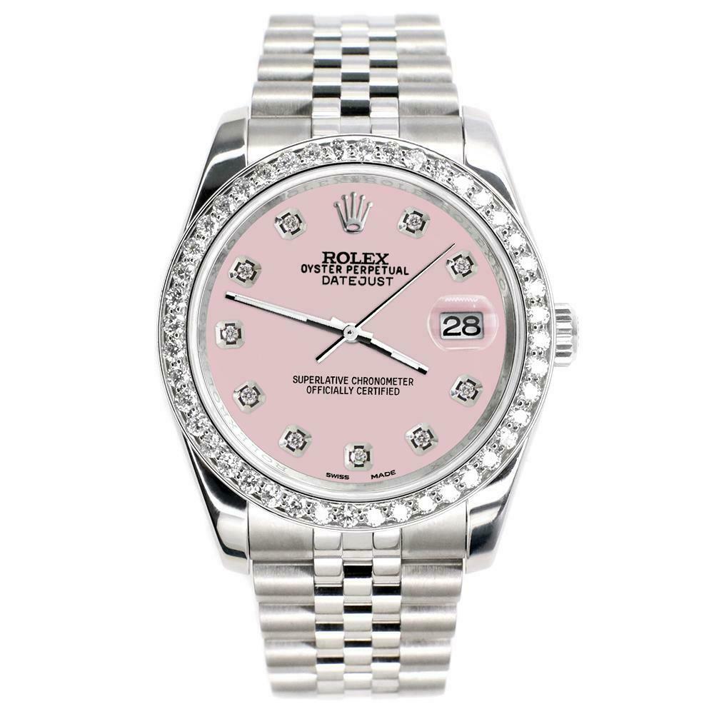 Rolex Datejust 116200 36mm 1.85ct Diamond Bezel/Orchid Pink Dial Steel Watch