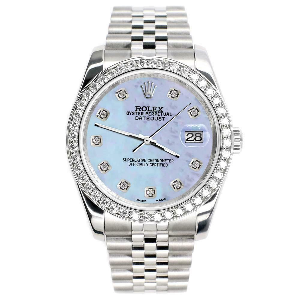 Rolex Datejust 116200 36mm 1.85ct Diamond Bezel/Purple MOP Dial Steel Watch