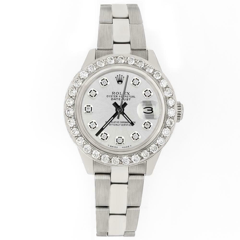 Rolex Datejust 26mm Steel Watch 1.3ct Diamond Bezel/Silver Diamond Dial