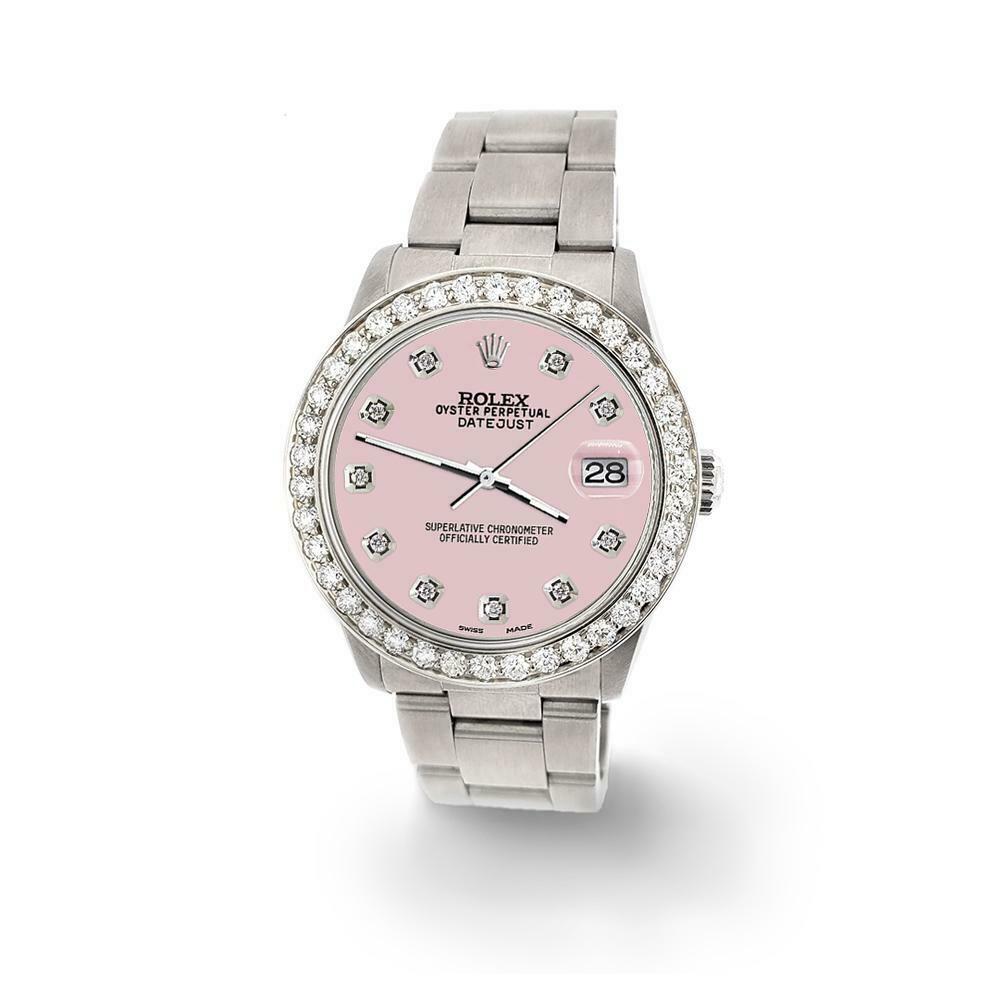 Rolex Datejust Midsize 31mm 1.52ct Bezel/Orchid Pink Dial Steel Oyster Watch