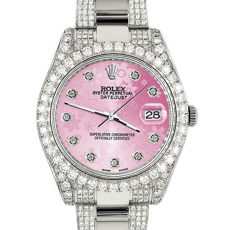 Rolex Datejust II 41mm 10.3CT Diamond Bezel/Case/Bracelet/Pink Flower