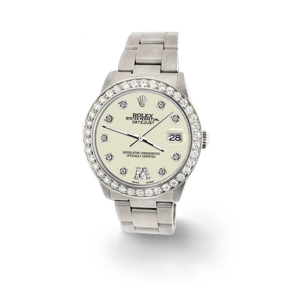Rolex Datejust Midsize 31mm 1.52ct Bezel/Linen White Diamond Roman VI Dial Watch