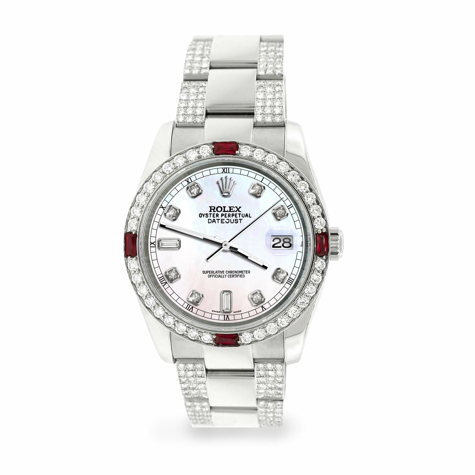 Rolex Datejust 36mm 4.5Ct Diamond Bezel/Bracelet/White Pearl Dial 116200 Watch