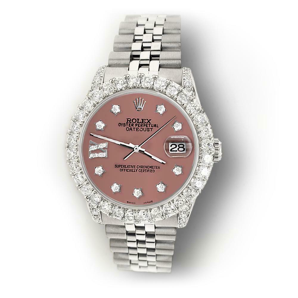 Rolex Datejust 31mm 2.95ct Diamond Bezel/Lugs/Salmon Roman IX Star Dial Watch