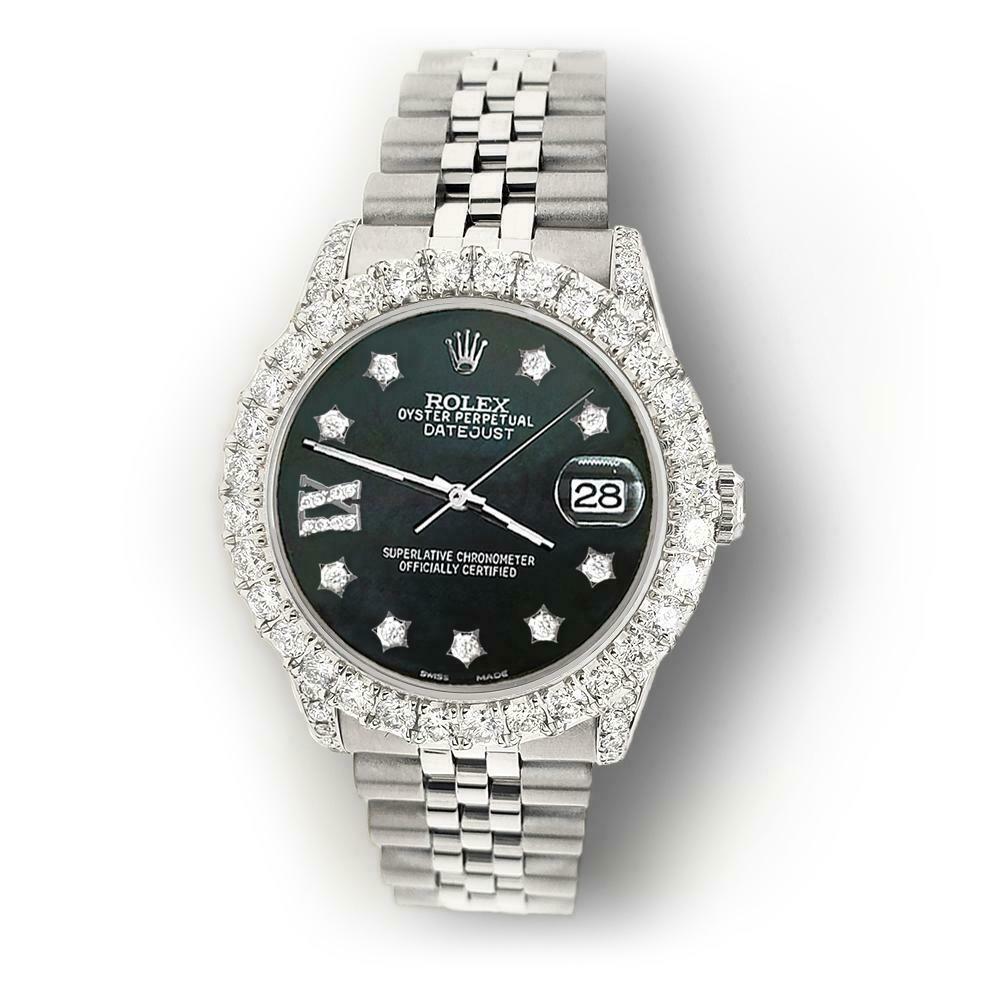 Rolex Datejust 31mm 2.95ct Diamond Bezel/Lugs/Black MOP Roman IX Star Dial Watch