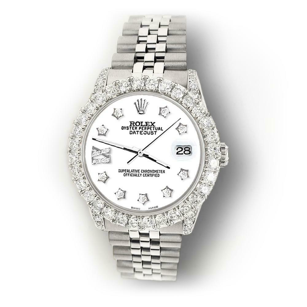 Rolex Datejust 31mm 2.95ct Diamond Bezel/Lugs/White Roman IX Star Dial Watch