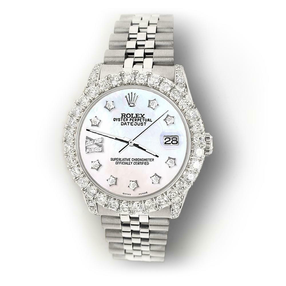 Rolex Datejust 31mm 2.95ct Diamond Bezel/Lugs/White MOP Roman IX Star Dial Watch