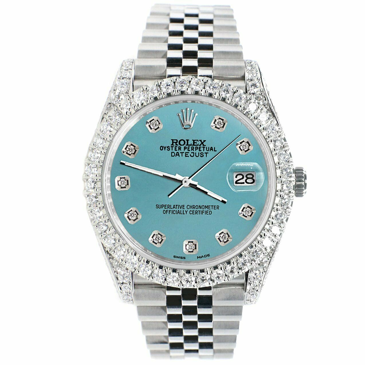 Rolex Datejust 41mm 5.9CT Bezel/Lugs/Sides/Turquoise Dial 126300