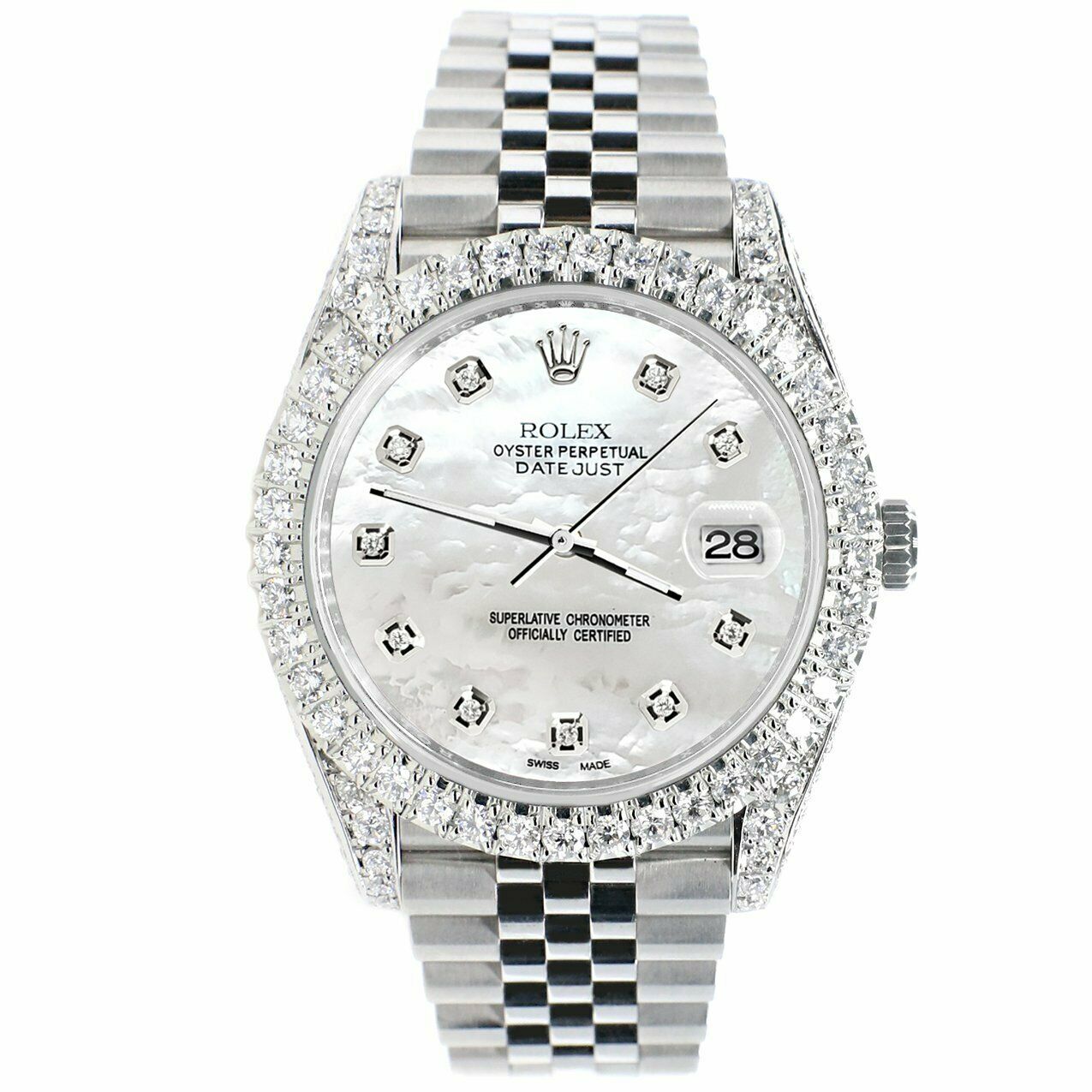 Rolex Datejust 41mm 5.9CT Bezel/Lugs/Sides/White MOP Dial 126300