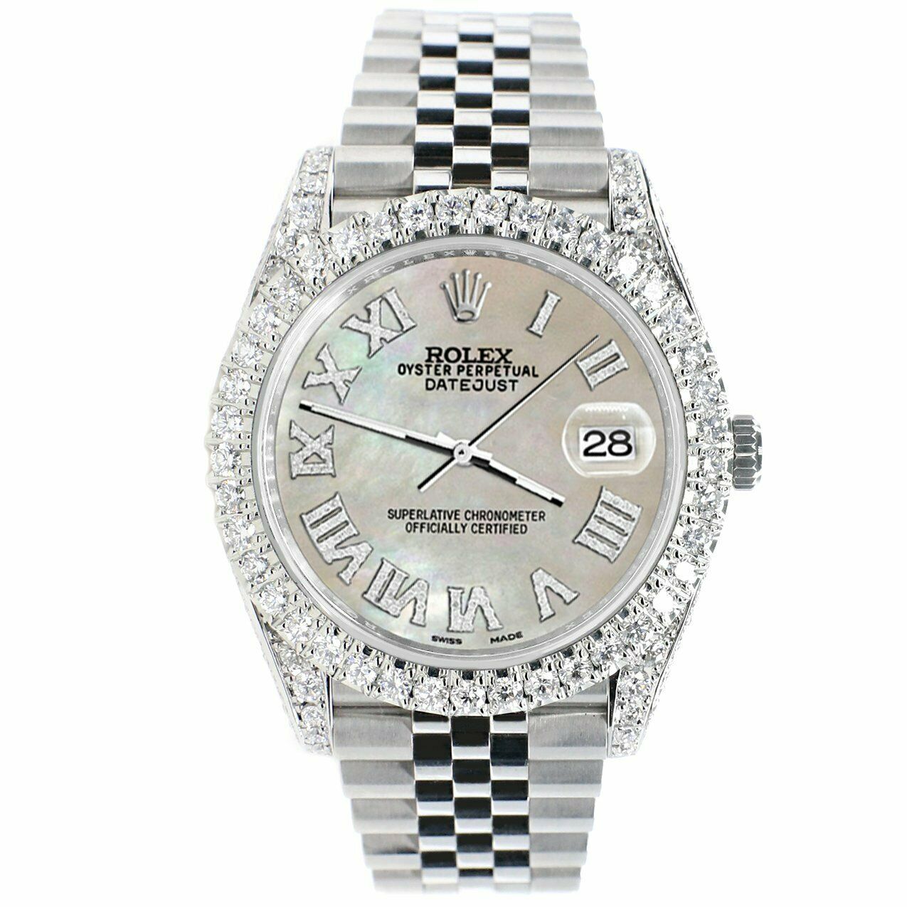 Rolex Datejust 41mm 5.9CT Bezel/Lugs/Sides/Champagne MOP Roman 126300