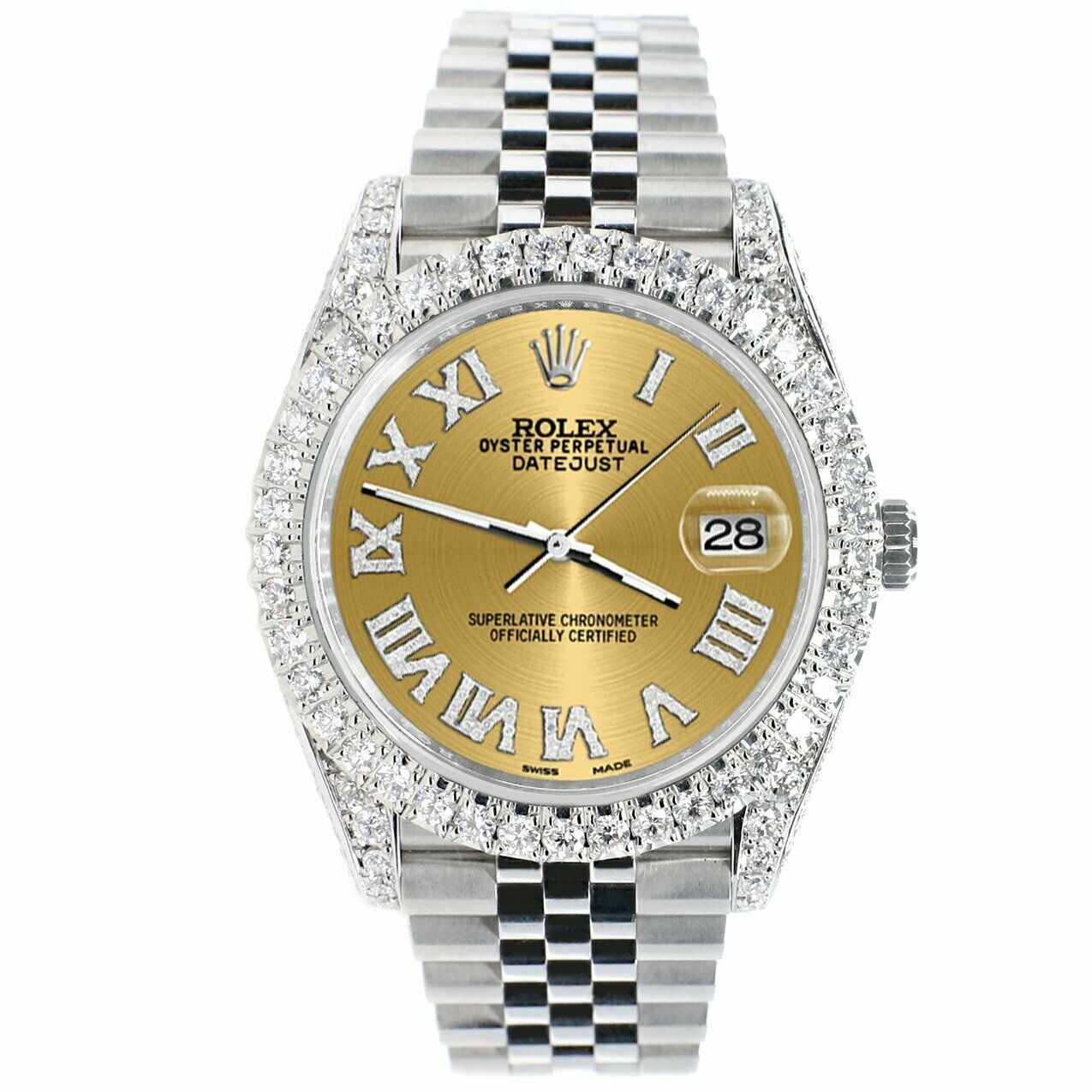 Rolex Datejust 41mm 5.9CT Bezel/Lugs/Sides/Champagne Roman 126300
