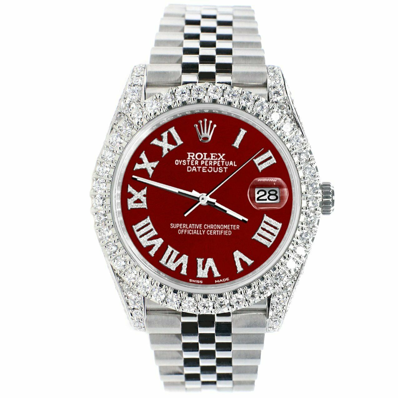 Rolex Datejust 41mm 5.9CT Bezel/Lugs/Sides/Imperial Red Roman 126300