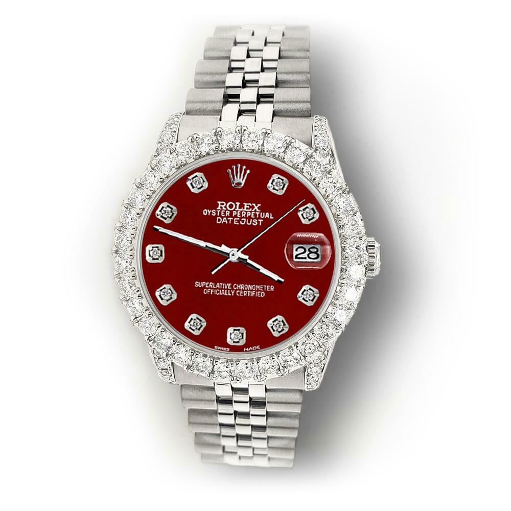 Rolex Datejust 31mm 2.95ct Diamond Bezel/Lugs/Imperial Red Dial Midsize Watch