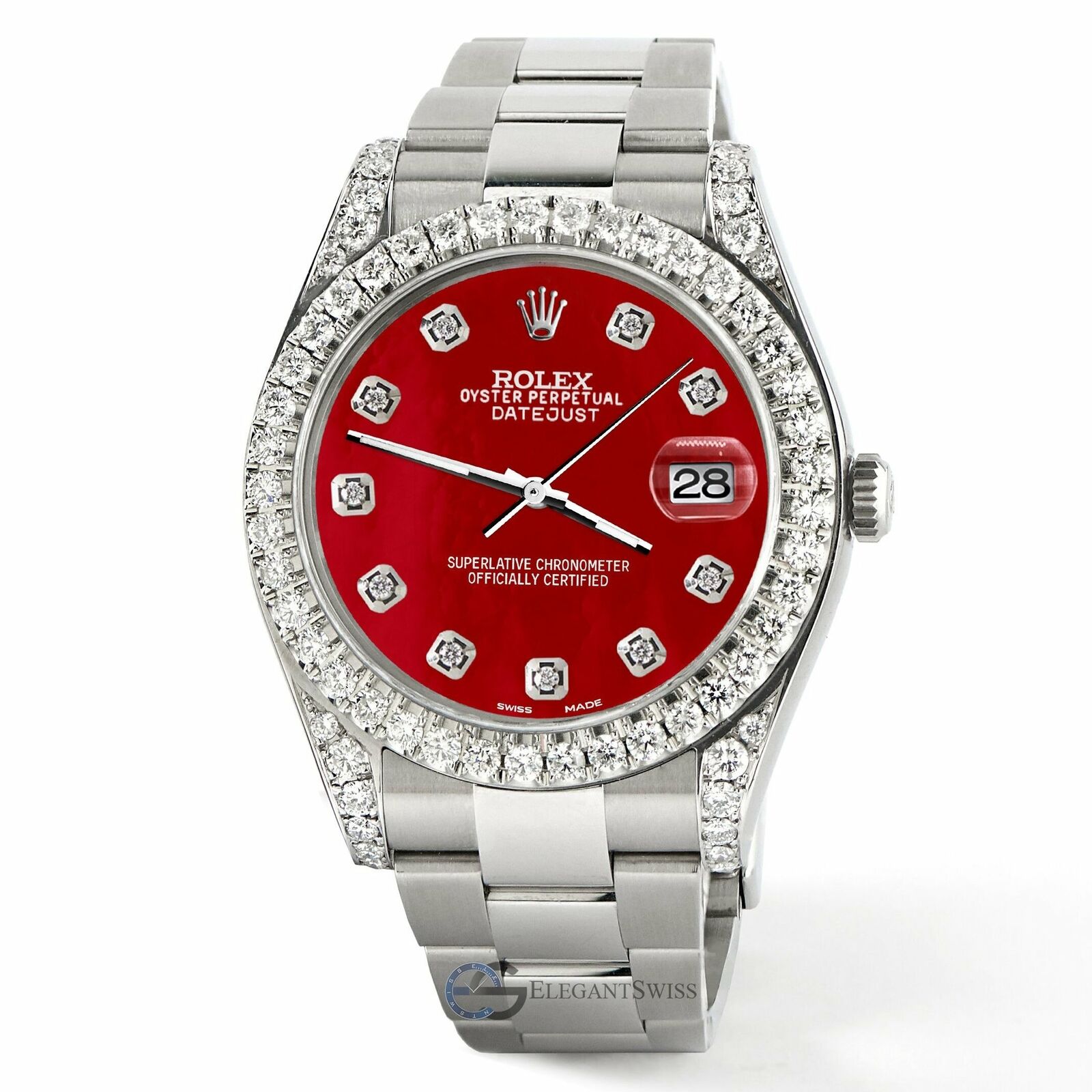Rolex Datejust 41 126300 4.4CT Diamond Bezel/Lugs/Red MOP Dial Watch