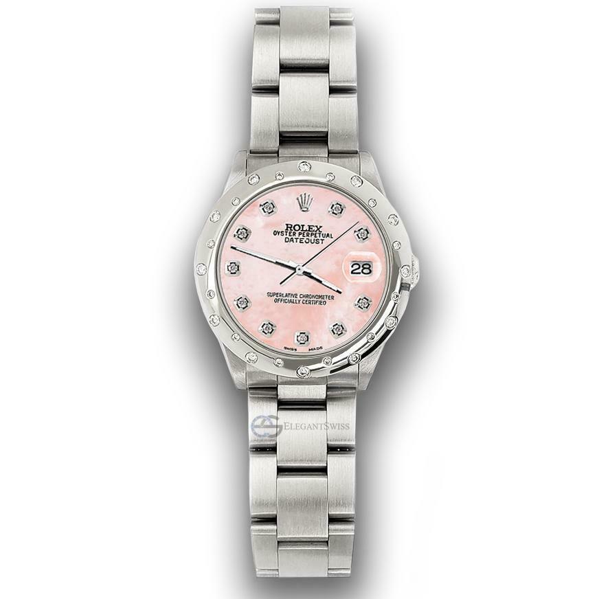 Rolex Datejust Midsize 31mm Domed 24 Diamonds Bezel/Royal Pink MOP Dial