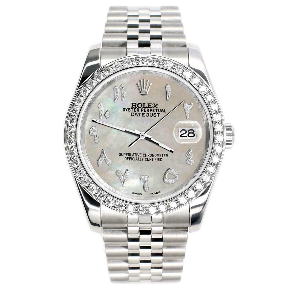 Rolex Datejust 116200 36mm 2.0ct Diamond Bezel/Champagne MOP Dial Steel Watch