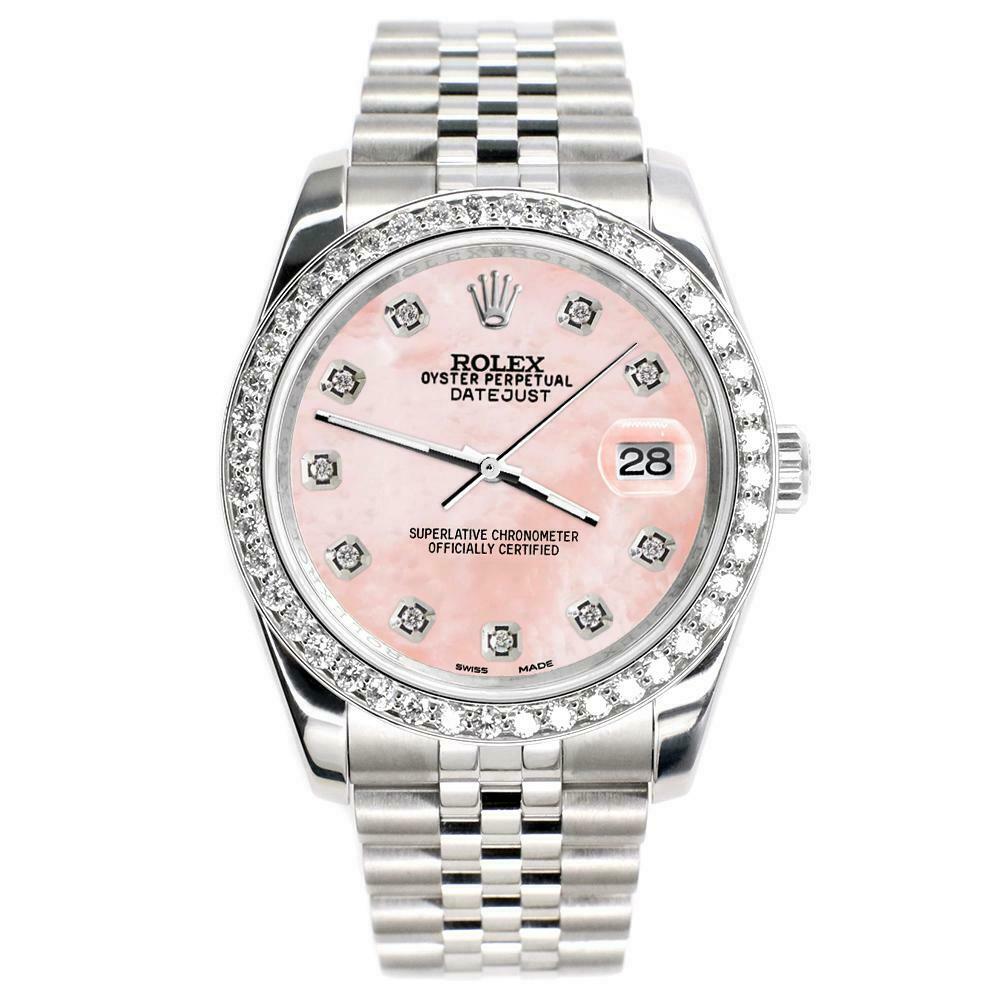 Rolex Datejust 36mm 1.85ct Diamond Bezel/Royal Pink MOP Diamond Dial Steel Watch