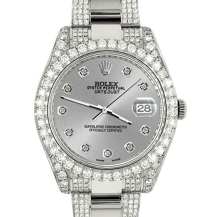 Rolex Datejust II 41mm Diamond Bezel/Lugs/Bracelet/Silver Diamond Dial Watch