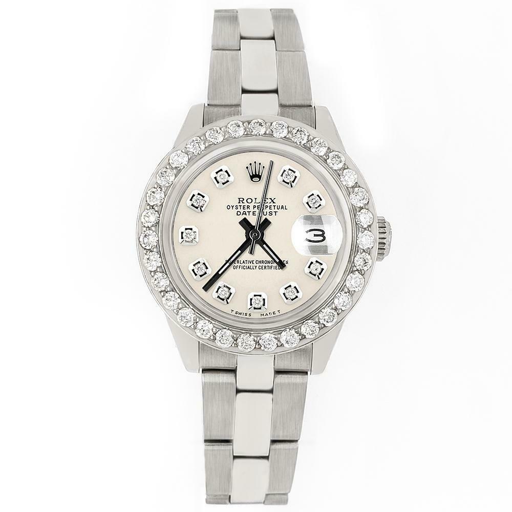Rolex Datejust 26mm Steel Watch 1.3ct Diamond Bezel/Ivory Diamond Dial