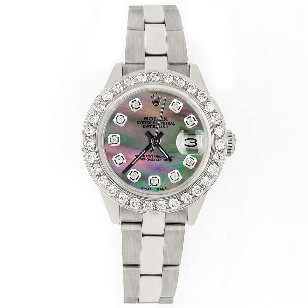 Rolex Datejust 26mm Steel Watch 1.3ct Diamond Bezel/Tahitian MOP Diamond Dial