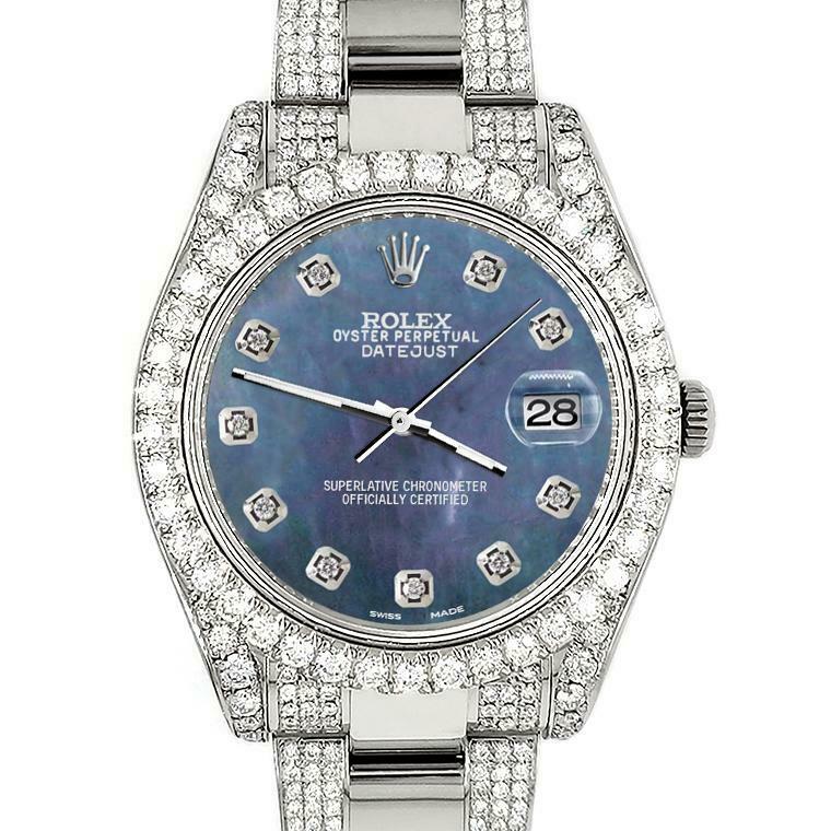 Rolex Datejust II 41mm 10.3CT Diamond Bezel/Case/Bracelet/Black Peal