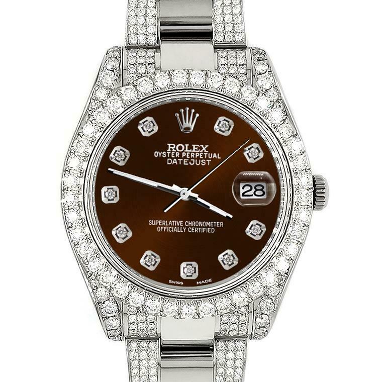 Rolex Datejust II 41mm 10.3CT Diamond Bezel/Case/Bracelet/Chocolate/