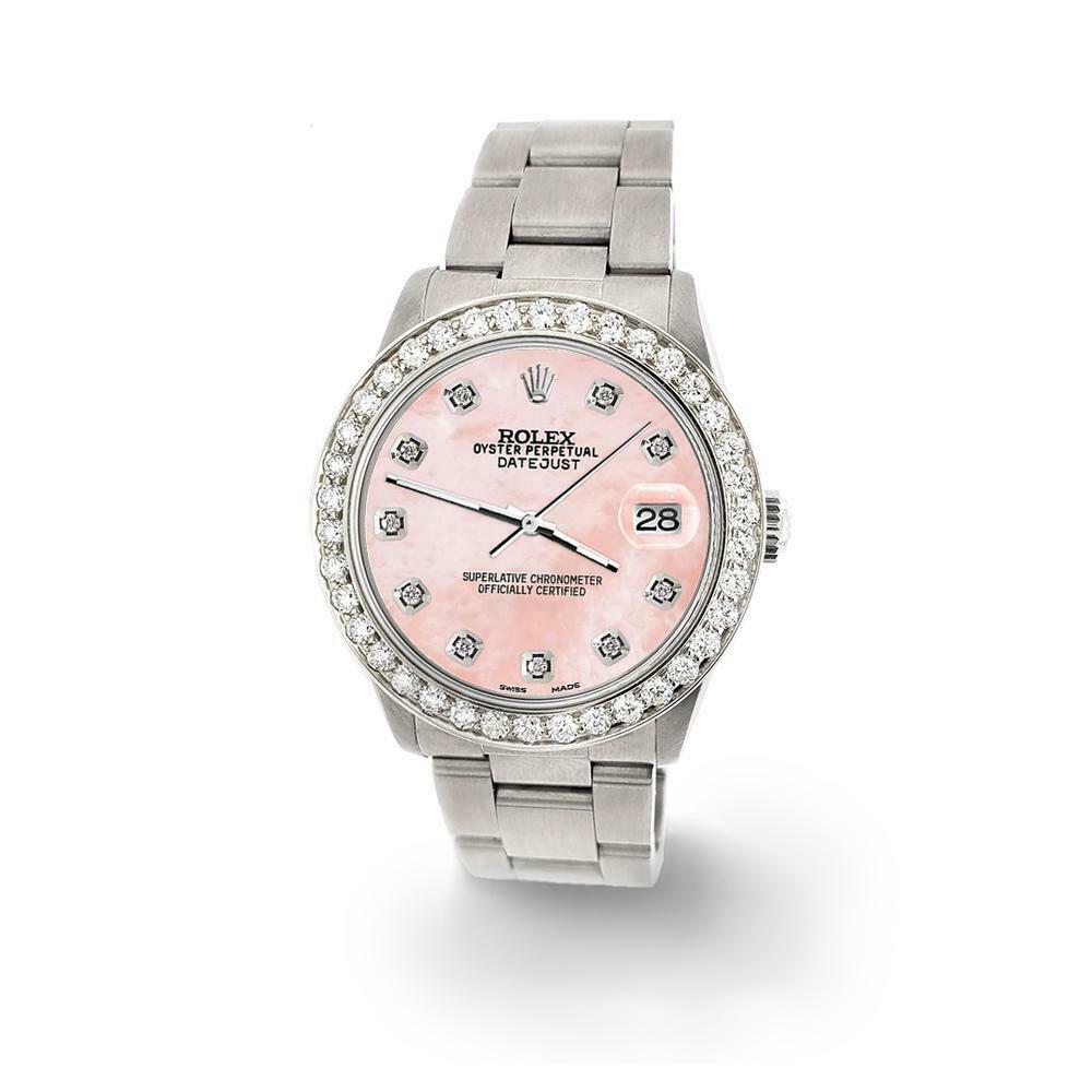 Rolex Datejust Midsize 31mm 1.52ct Bezel/Royal Pink MOP Dial Steel Oyster Watch