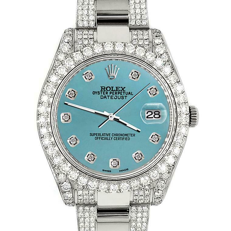 Rolex Datejust II 41mm 10.3CT Diamond Bezel/Case/Bracelet/Turquoise
