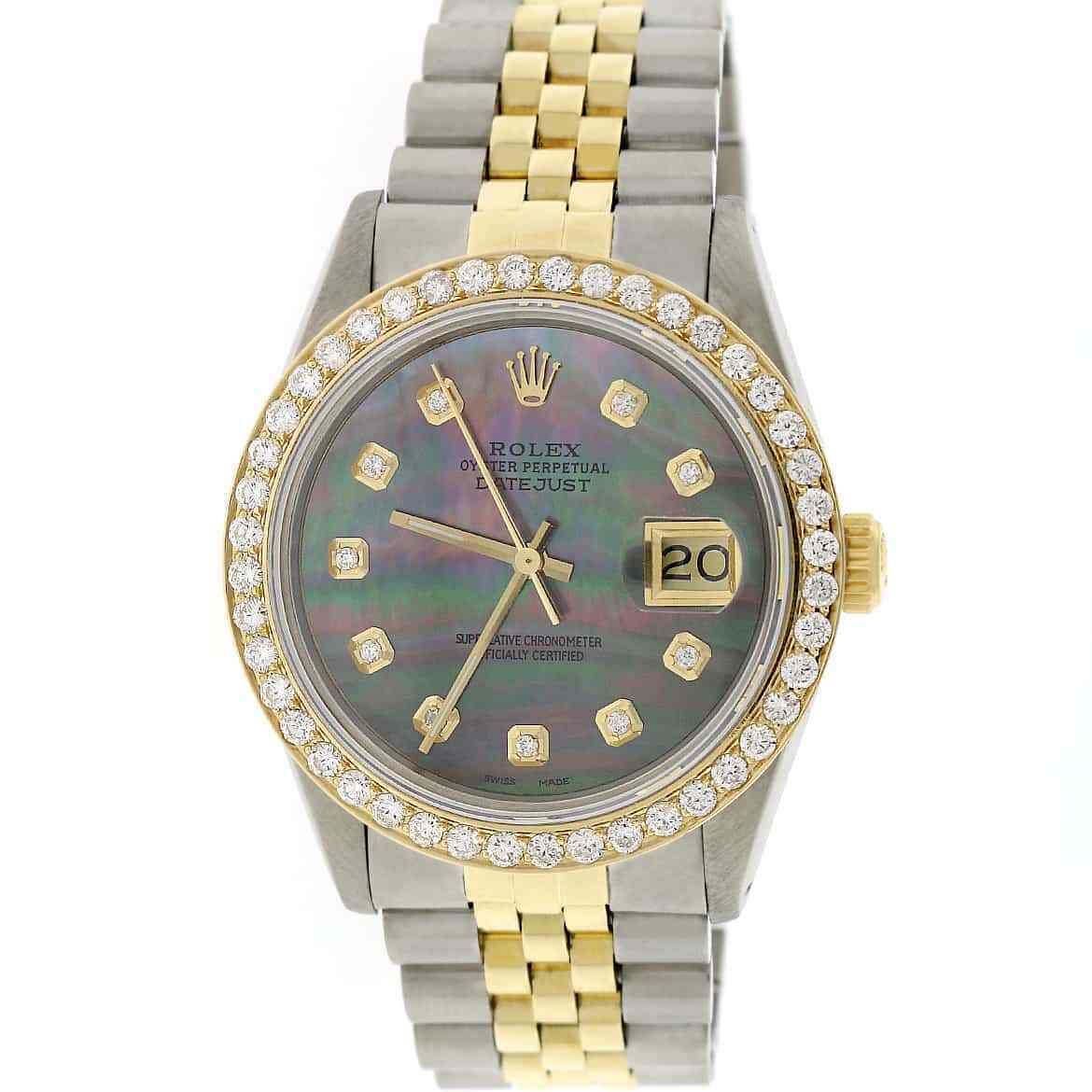 Rolex Datejust 2-Tone Gold/Steel 36mm Jubilee w/MOP Diamond Dial & 1.9CT Bezel