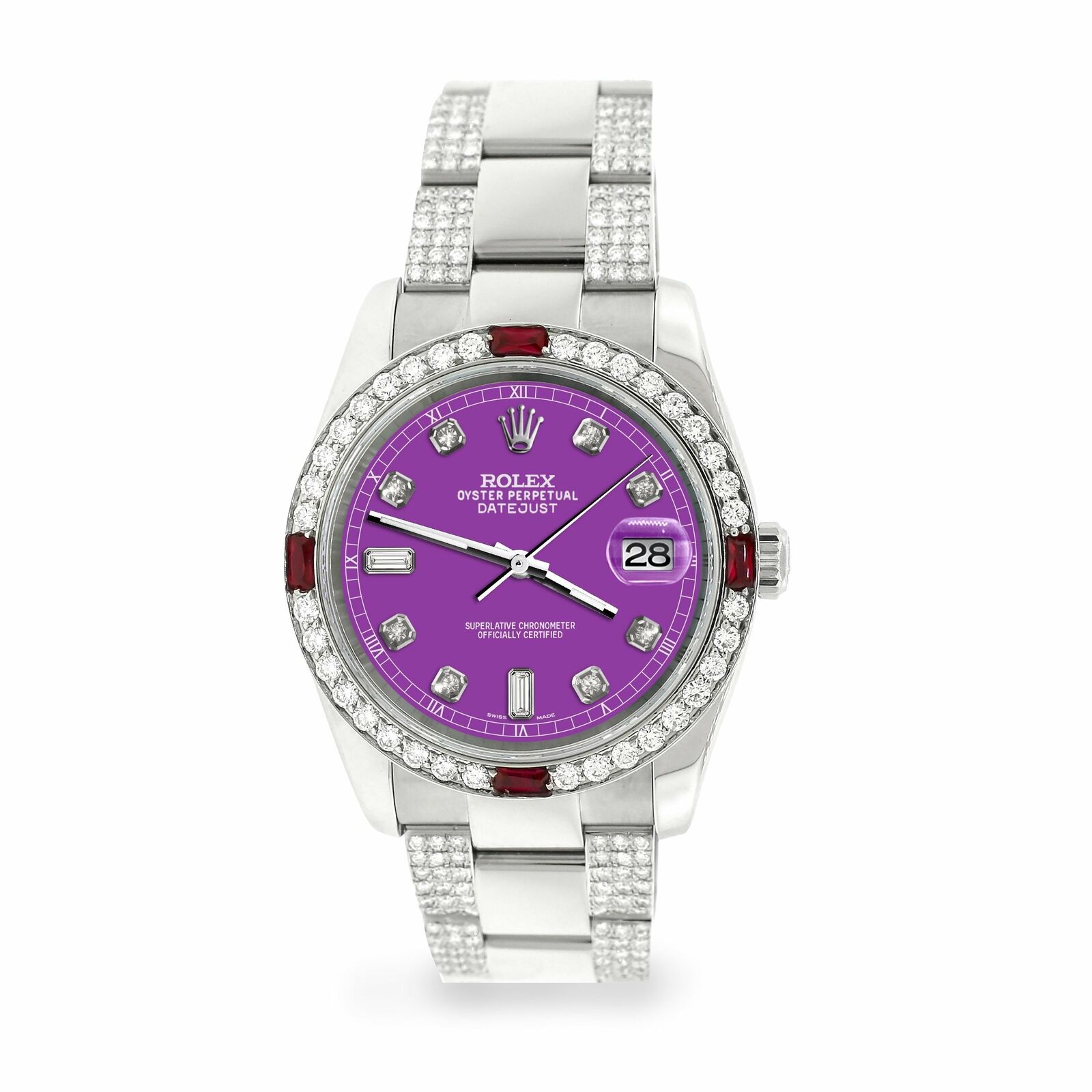 Rolex Datejust 36mm 4.5Ct Diamond Bezel/Bracelet/Sangria Dial 116200 Steel Watch