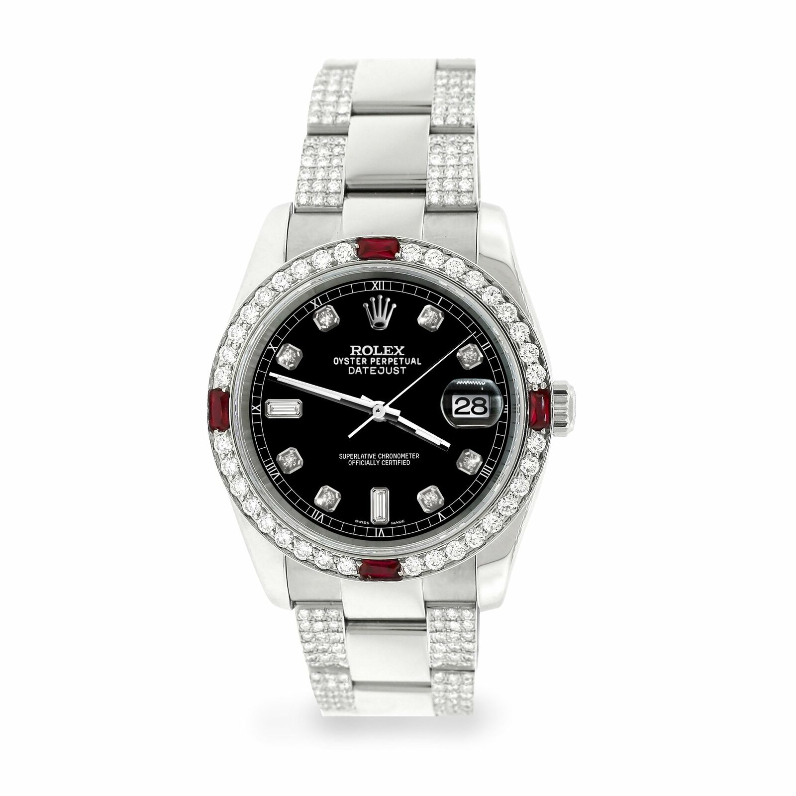Rolex Datejust 36mm 4.5Ct Diamond Bezel/Bracelet/Black Dial 116200 Steel Watch