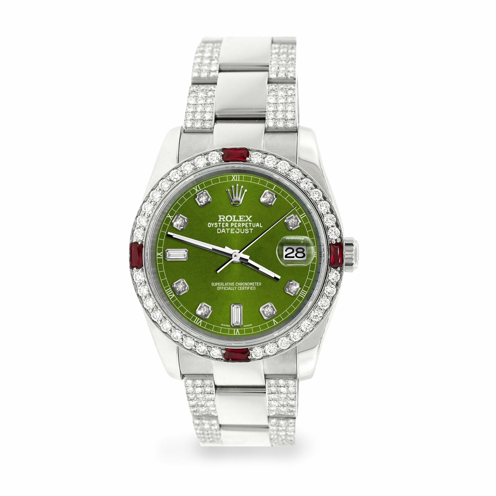 Rolex Datejust 36mm 4.5Ct Diamond Bezel/Bracelet/Royal Green Dial 116200 Watch