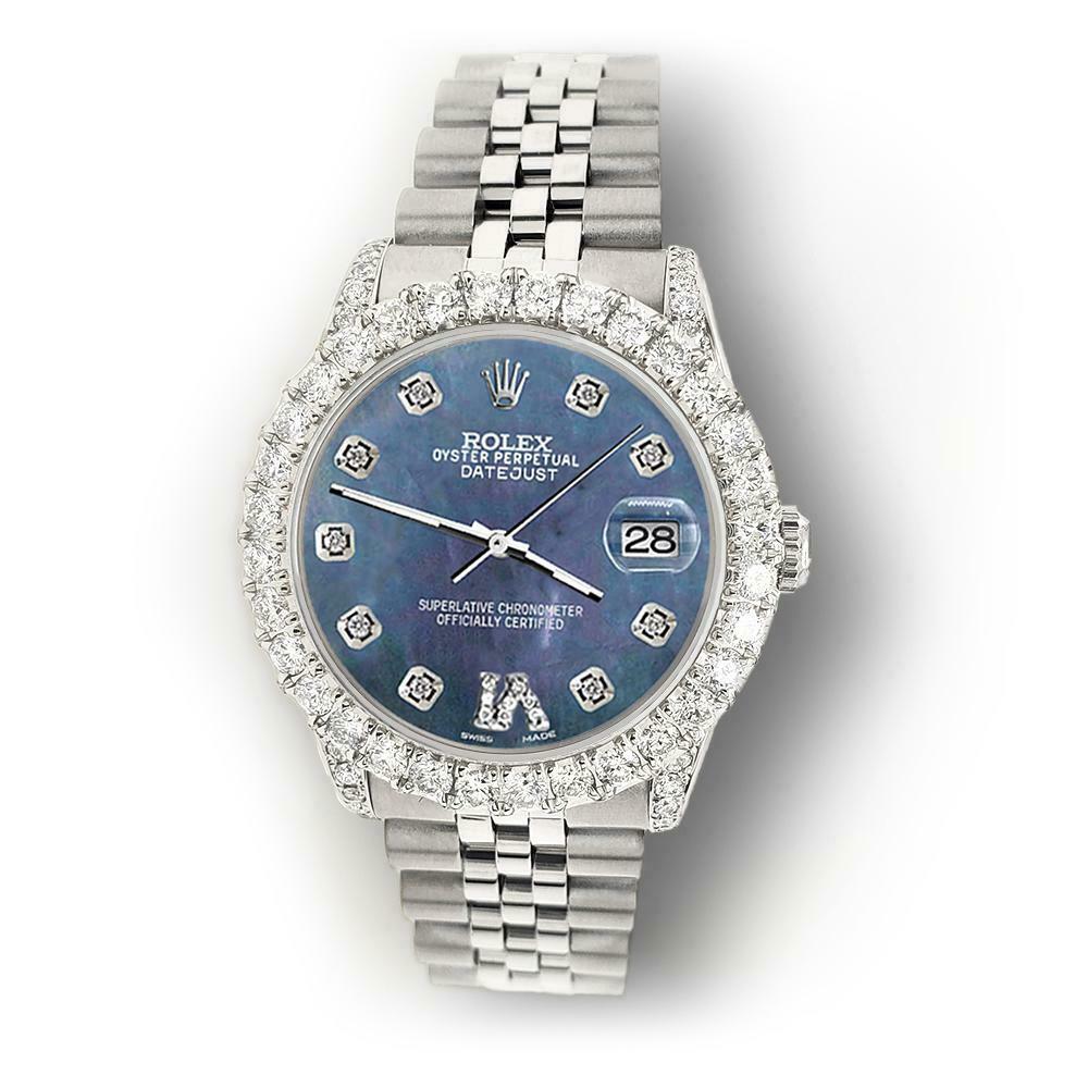 Rolex Datejust 31mm 2.95ct Diamond Bezel/Lugs/Black Pearl Roman VI Dial Watch