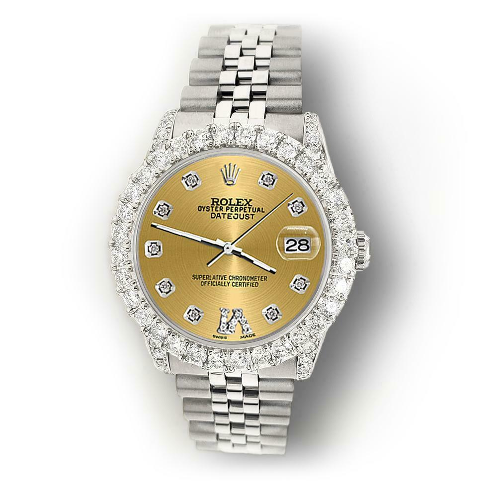 Rolex Datejust 31mm 2.95ct Diamond Bezel/Lugs/Champagne Roman VI Dial Watch