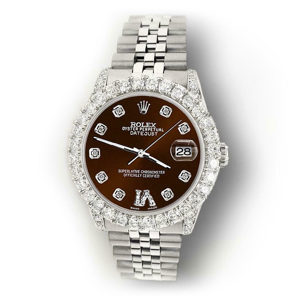 Rolex Datejust 31mm 2.95ct Diamond Bezel/Lugs/Chocolate Roman VI Dial Watch