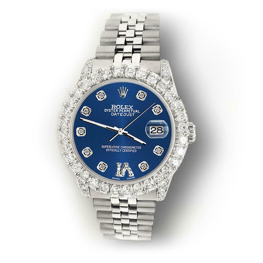 Rolex Datejust 31mm 2.95ct Diamond Bezel/Lugs/Cobalt Blue Roman VI Dial Watch