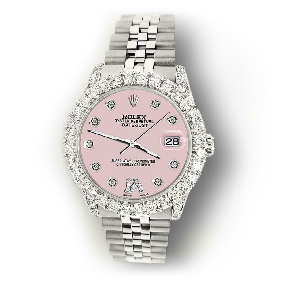 Rolex Datejust 31mm 2.95ct Diamond Bezel/Lugs/Orchid Pink Roman VI Dial Watch