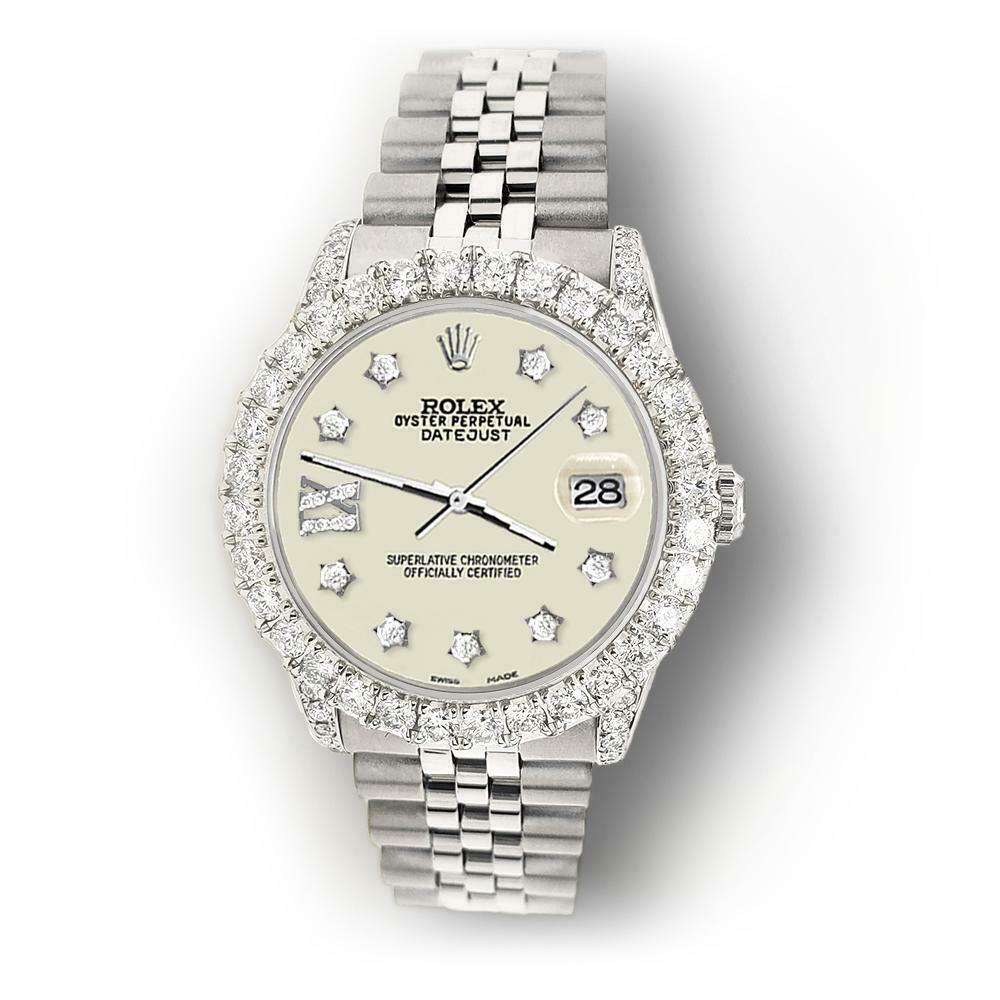 Rolex Datejust 31mm 2.95ct Diamond Bezel/Lugs/Linen White Roman IX Star Dial