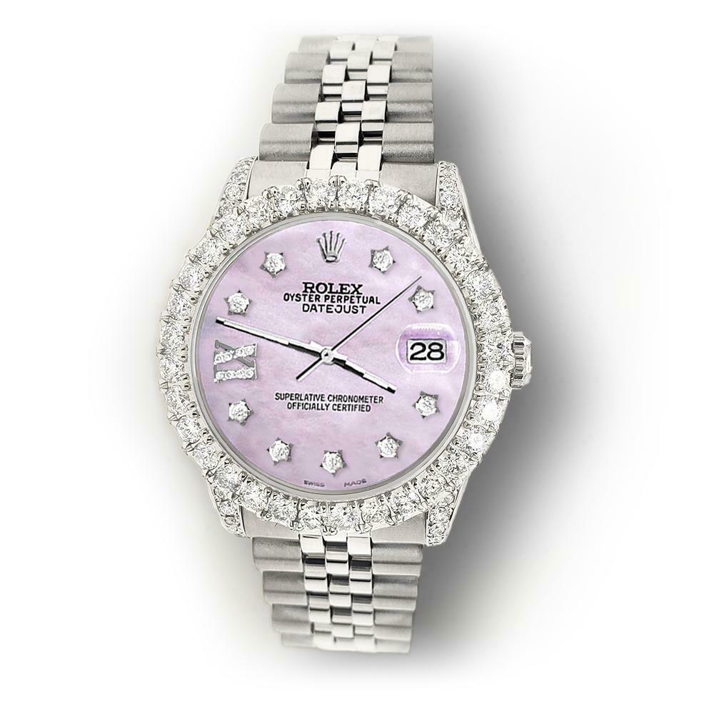 Rolex Datejust 31mm 2.95ct Bezel/Lugs/Pink Pearl Roman IX Star Dial Watch