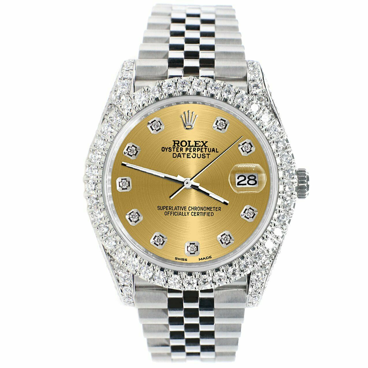 Rolex Datejust 41mm 5.9CT Bezel/Lugs/Sides/Champagne Dial 126300