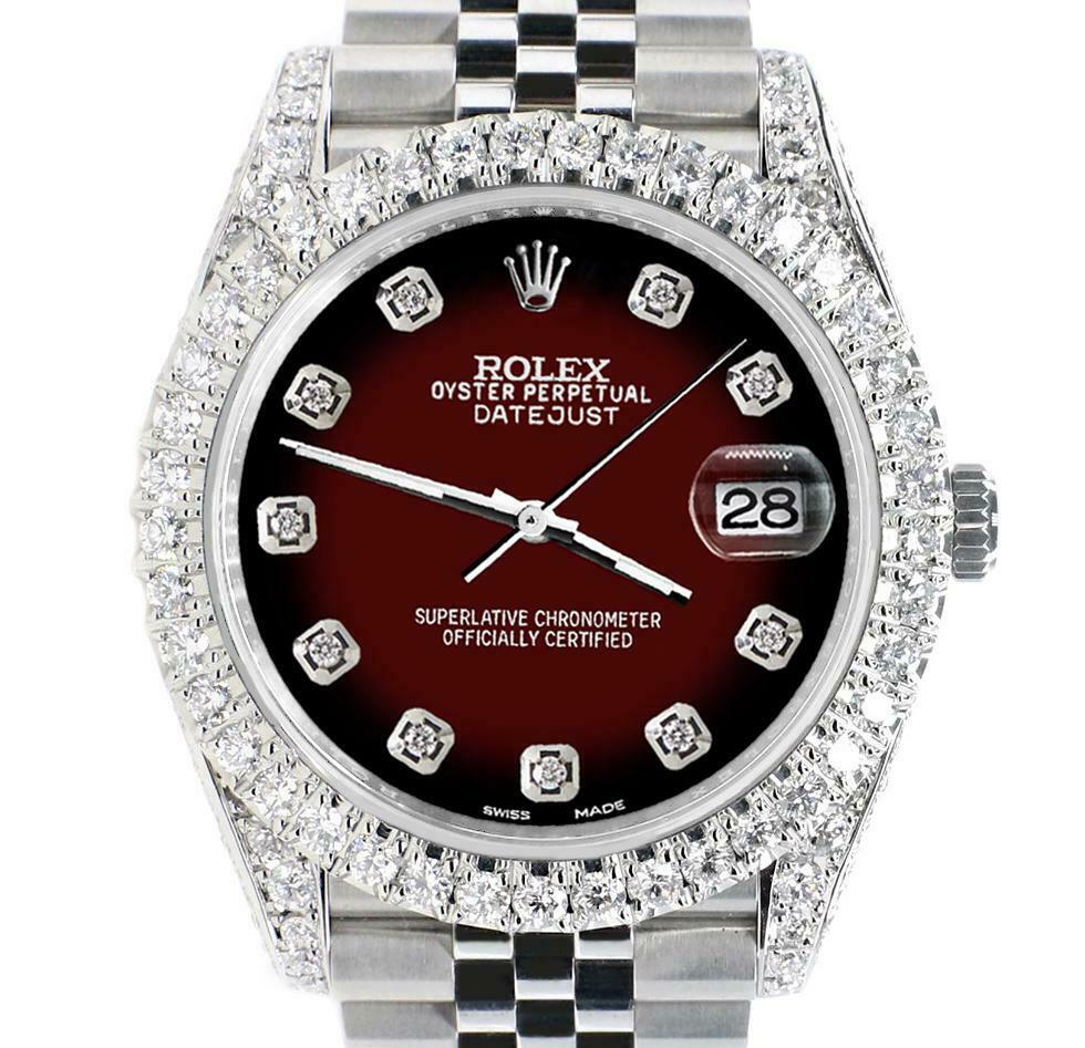 Rolex Datejust 41mm 5.9CT Bezel/Lugs/Sides/Maroon Vignette 126300