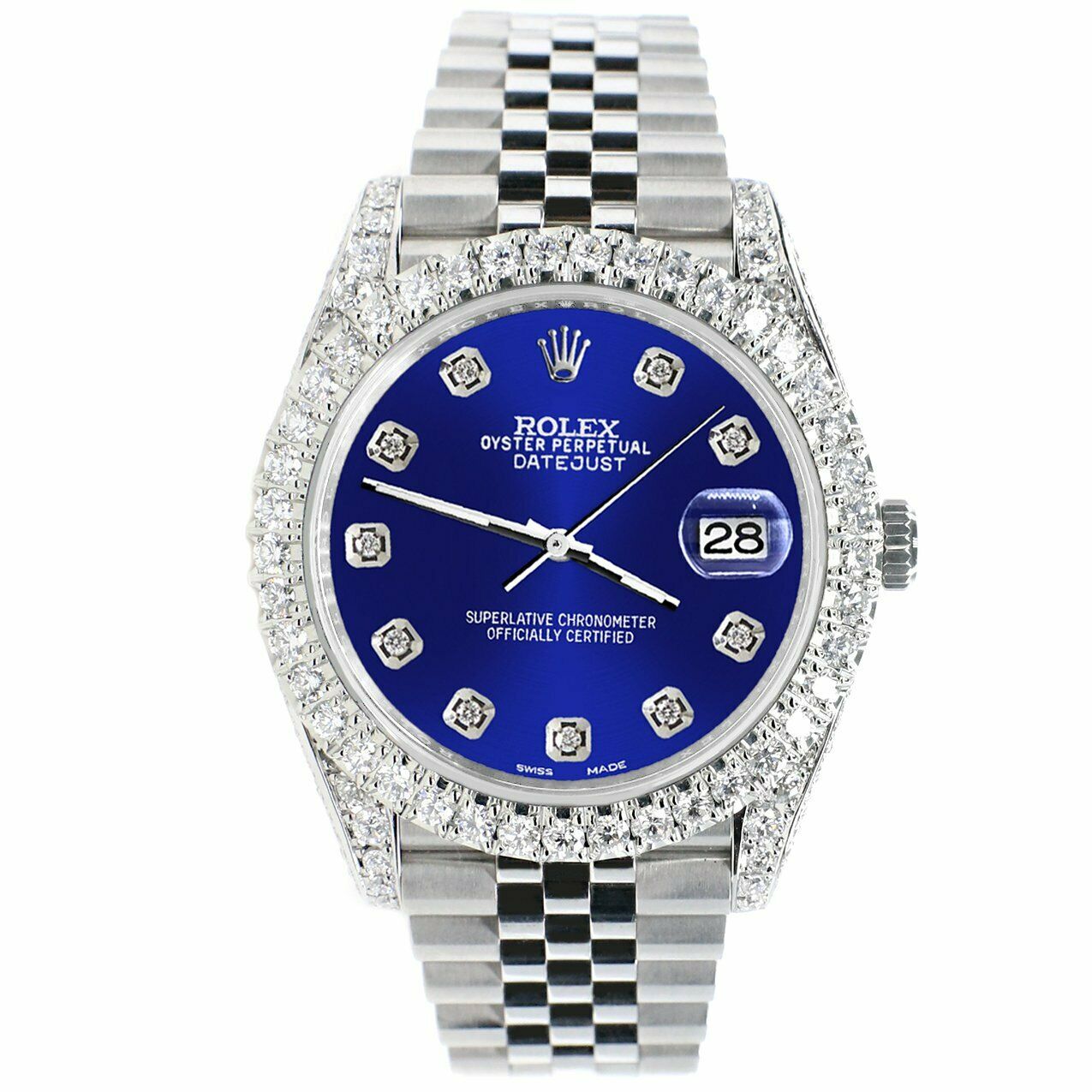 Rolex Datejust 41mm 5.9CT Bezel/Lugs/Sides/Navy Blue Dial 126300