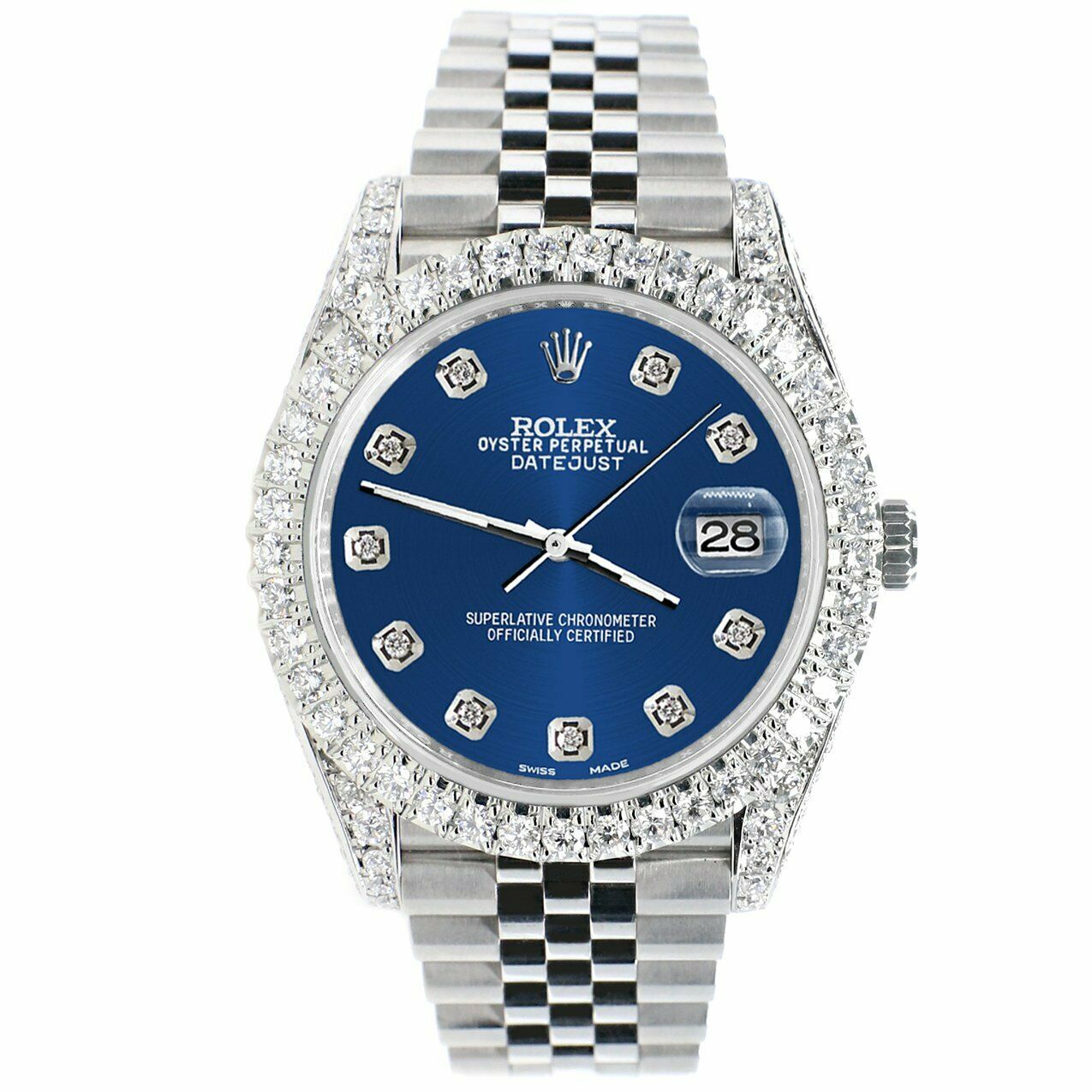 Rolex Datejust 41mm 5.9CT Bezel/Lugs/Sides/Cobalt Blue Dial 126300