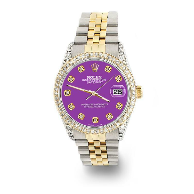 Rolex Datejust 2-Tone 36mm 1.4ct Diamond Bezel/Lugs/Sangria Dial Jubilee Watch