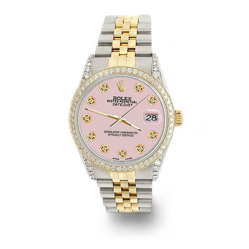 Rolex Datejust 2-Tone 36mm 1.4ct Diamond Bezel/Lugs/Orchid Pink Dial Watch